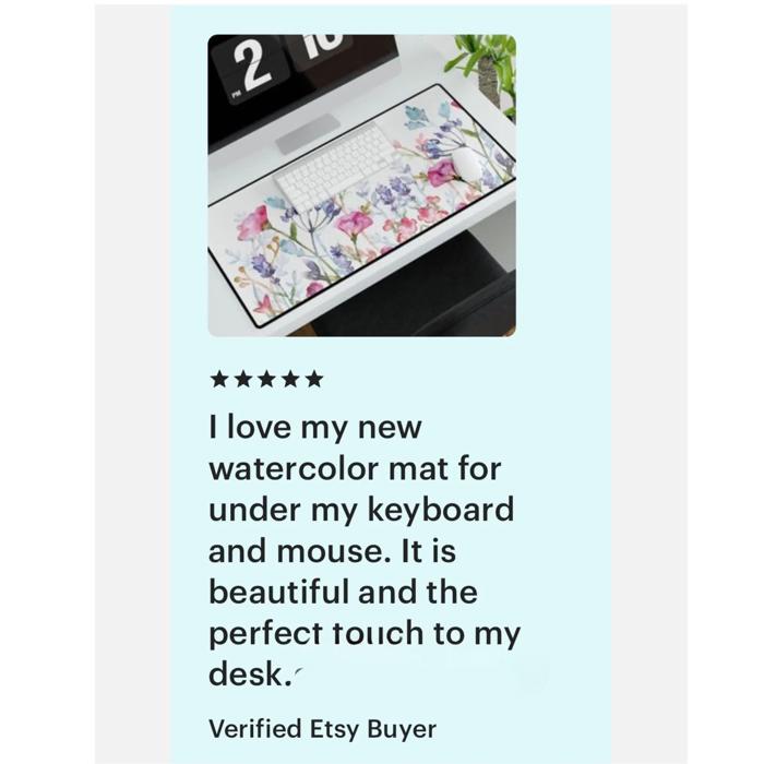 Red Watercolor Poppies Custom Desk Mat