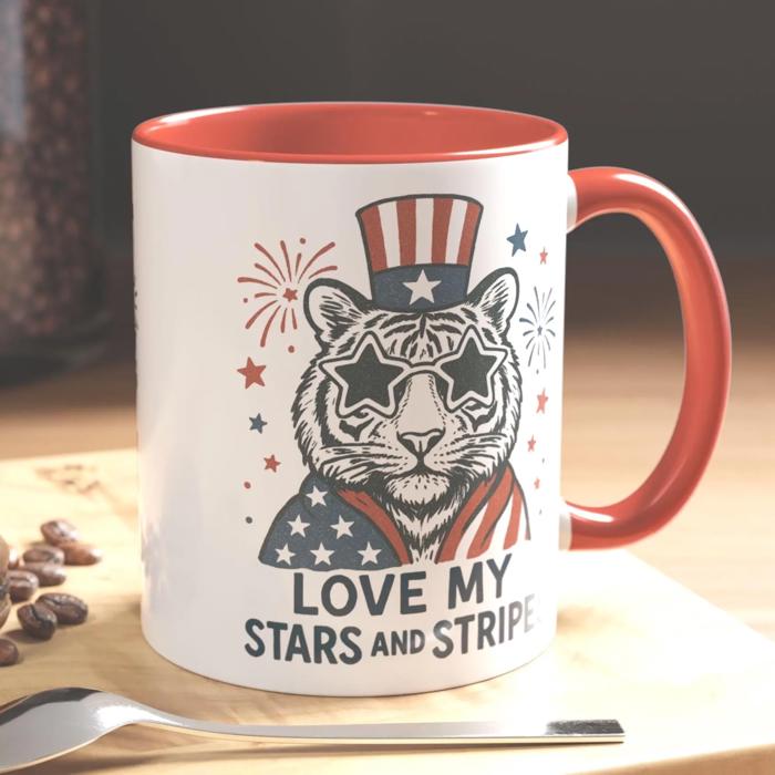 Stars & Stripes Cat Coffee Mug