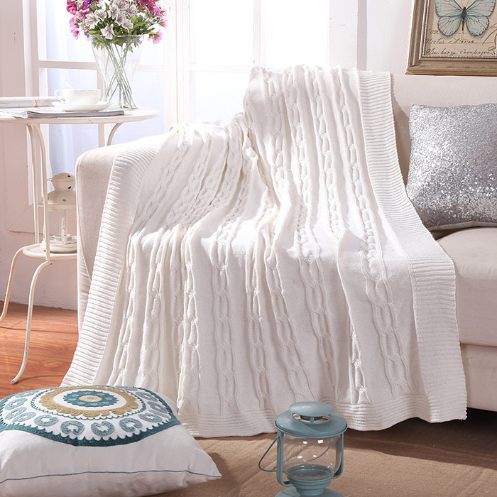 Cotton Knitted Throw Blanket 50"x60" 