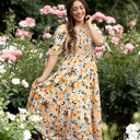 XXL Madeline Smocked Bodice Dress Boho Floral Ruffle Maxi Dress
