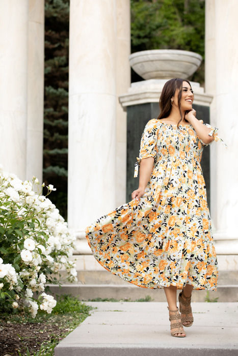 Madeline Smocked Bodice Dress Boho Floral Ruffle Maxi Dress
