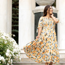 XXL Madeline Smocked Bodice Dress Boho Floral Ruffle Maxi Dress