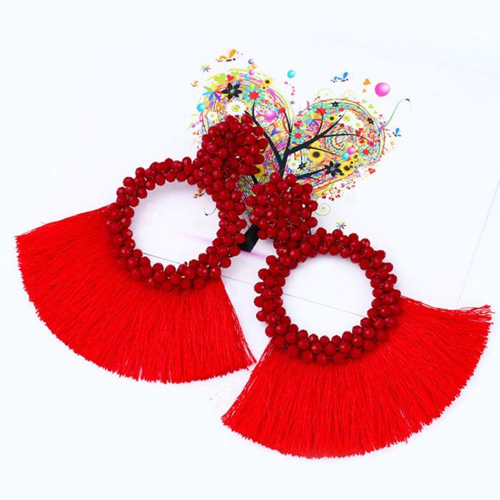 Boho Beaded Tassel Statement Earrings – Fringe Drop