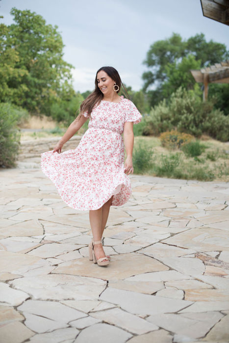Oana Floral Midi Smocked Bodice Modest Dress Clearance