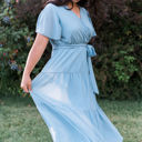 XL Amber Women Blue Midi Solid Dress