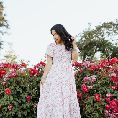 Oana Floral Midi Smocked Bodice Modest Dress Clearance