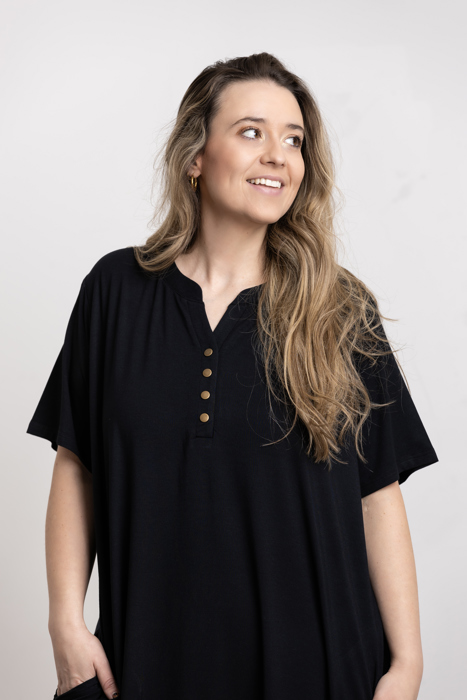 Cooling Modal Henley Nightgown with Pockets, Plus Size Sleepwear 