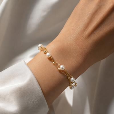 Pearl Women Bracelet, 14K Gold Bracelet, Minimalist
