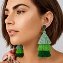  Tiered Tassel Statement Earrings – Druzy Top, 4 Colors
