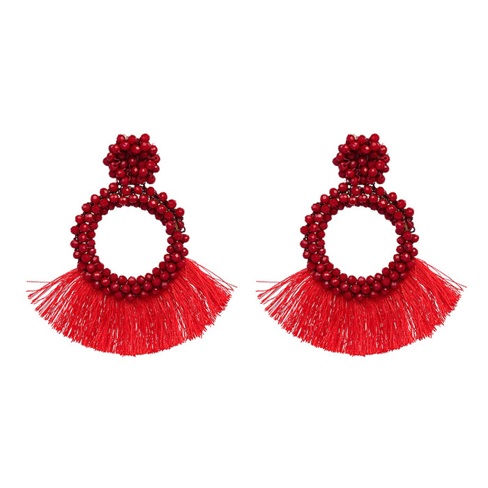 Boho Beaded Tassel Statement Earrings – Fringe Drop