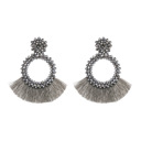 Gray Boho Beaded Tassel Statement Earrings – Fringe Drop