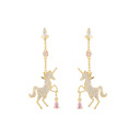  Sparkling Unicorn Dangle Earrings – Gold CZ Drop