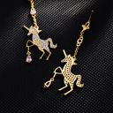  Sparkling Unicorn Dangle Earrings – Gold CZ Drop
