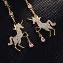  Sparkling Unicorn Dangle Earrings – Gold CZ Drop