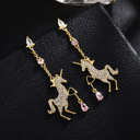  Sparkling Unicorn Dangle Earrings – Gold CZ Drop