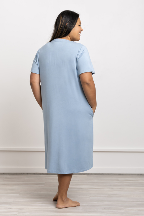 Cooling Modal Henley Nightgown with Pockets, Plus Size Sleepwear 