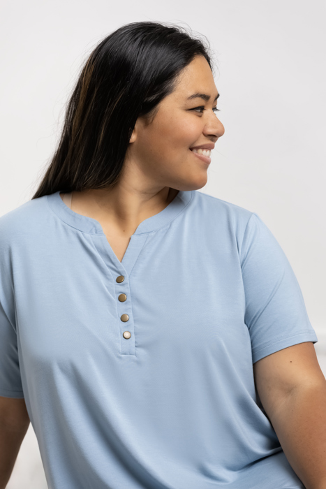 Cooling Modal Henley Nightgown with Pockets, Plus Size Sleepwear 