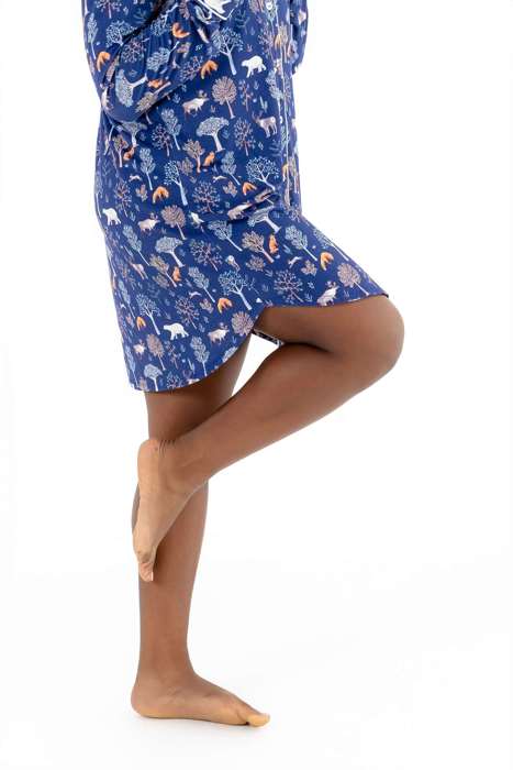 Cooling Modal Long Sleeve Nightshirt | Woodland Night Print | Breathable & Soft