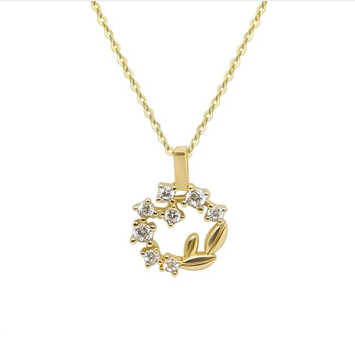Wreath Necklace,14K Gold Wreath Necklace, Minimalist Wreath Necklace, The Best Gift for Mother,  Bridesmaid Gift