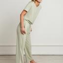 Small Green Cooling  Modal Pajama Set: Buttery Soft Loungewear with V-Neck Tee