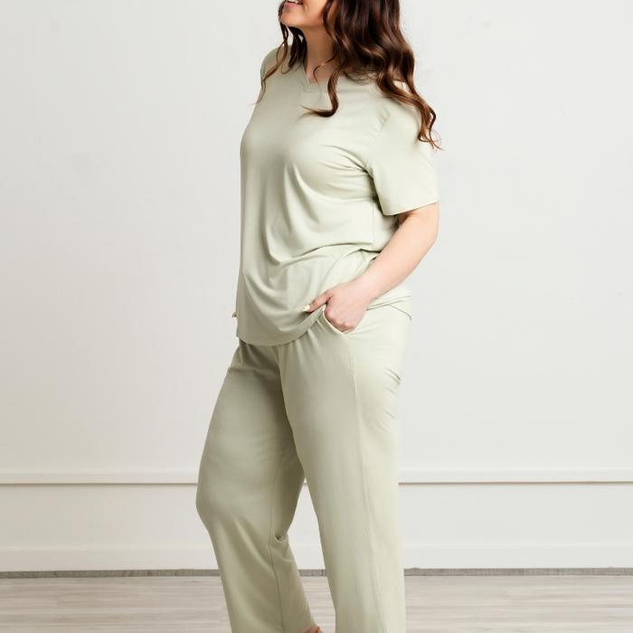 Cooling  Modal Pajama Set: Buttery Soft Loungewear with V-Neck Tee