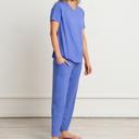 X-Small Blue Cooling  Modal Pajama Set: Buttery Soft Loungewear with V-Neck Tee