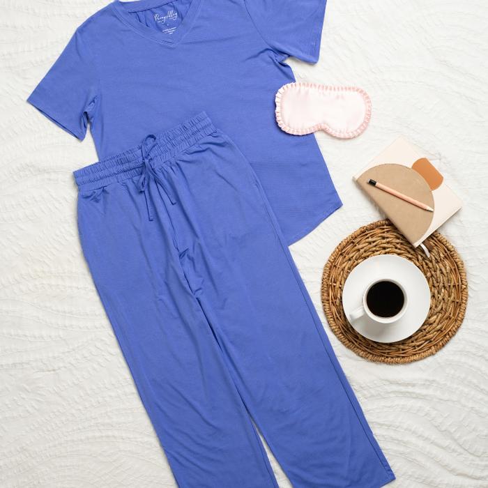 Cooling  Modal Pajama Set: Buttery Soft Loungewear with V-Neck Tee