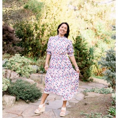 Chloe Women Smocked Floral Midi Dress SALE