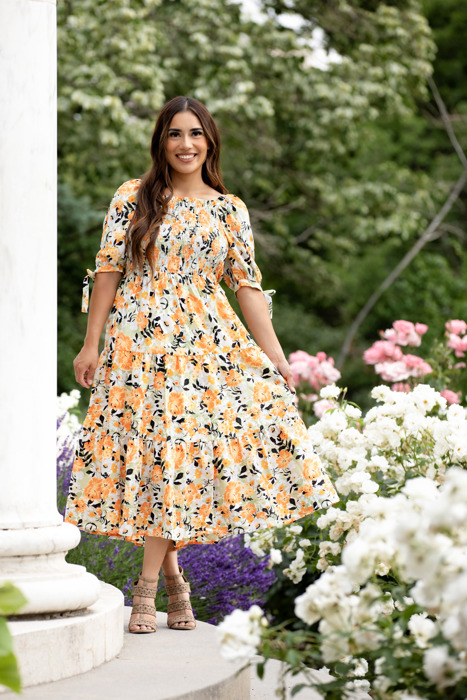 Madeline Smocked Bodice Dress Boho Floral Ruffle Maxi Dress