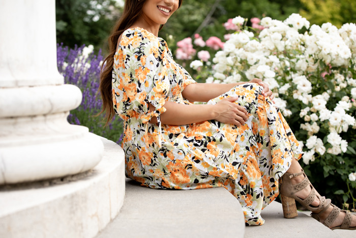 Madeline Smocked Bodice Dress Boho Floral Ruffle Maxi Dress