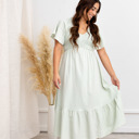  Laurel Smocked Midi Dress Floral with Flutter Sleeves