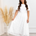 XL Myla White Midi Lace Women Dress Party Dress, Prom Dress, Wedding Dress, Pregnancy, White Dress