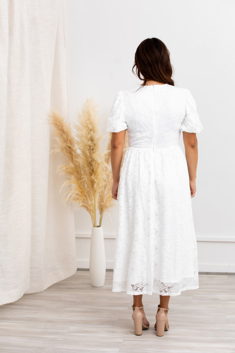 Myla White Midi Lace Women Dress Party Dress, Prom Dress, Wedding Dress, Pregnancy, White Dress