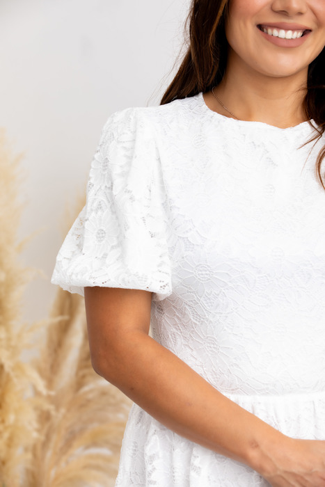 Myla White Midi Lace Women Dress Party Dress, Prom Dress, Wedding Dress, Pregnancy, White Dress