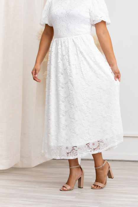 Myla White Midi Lace Women Dress Party Dress, Prom Dress, Wedding Dress, Pregnancy, White Dress