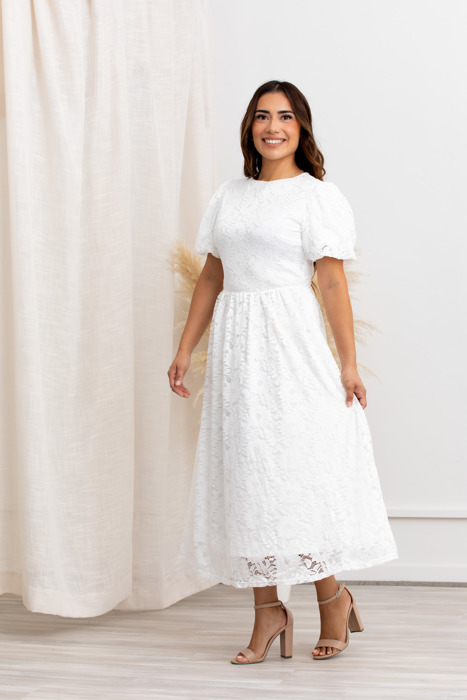 Myla White Midi Lace Women Dress Party Dress, Prom Dress, Wedding Dress, Pregnancy, White Dress