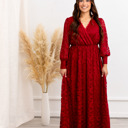  Carolina Deep V Lace Floral Burgundy Maxi Dress | Party Dress, Prom Dress, Wedding Dress, Pregnancy Photo-shoot Dress, Nursing Dress