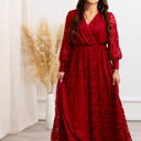  Carolina Deep V Lace Floral Burgundy Maxi Dress | Party Dress, Prom Dress, Wedding Dress, Pregnancy Photo-shoot Dress, Nursing Dress