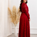  Carolina Deep V Lace Floral Burgundy Maxi Dress | Party Dress, Prom Dress, Wedding Dress, Pregnancy Photo-shoot Dress, Nursing Dress
