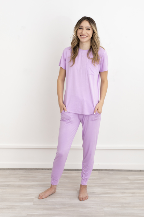 Bamboo Pajama Set – Soft T-Shirt & Jogger Sleepwear for Women, Lightweight Cozy Loungewear, Hot Sleeper PJs