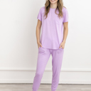  Bamboo Pajama Set – Soft T-Shirt & Jogger Sleepwear for Women, Lightweight Cozy Loungewear, Hot Sleeper PJs