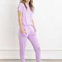  Bamboo Pajama Set – Soft T-Shirt & Jogger Sleepwear for Women, Lightweight Cozy Loungewear, Hot Sleeper PJs