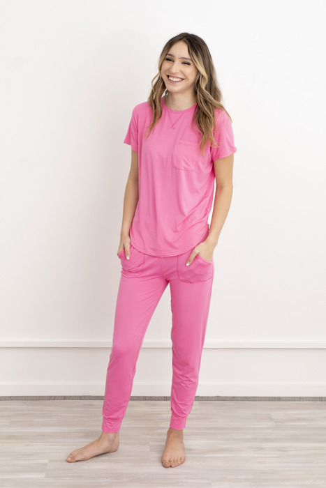 Bamboo Pajama Set – Soft T-Shirt & Jogger Sleepwear for Women, Lightweight Cozy Loungewear, Hot Sleeper PJs