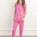  Bamboo Pajama Set – Soft T-Shirt & Jogger Sleepwear for Women, Lightweight Cozy Loungewear, Hot Sleeper PJs