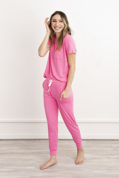 Bamboo Pajama Set – Soft T-Shirt & Jogger Sleepwear for Women, Lightweight Cozy Loungewear, Hot Sleeper PJs