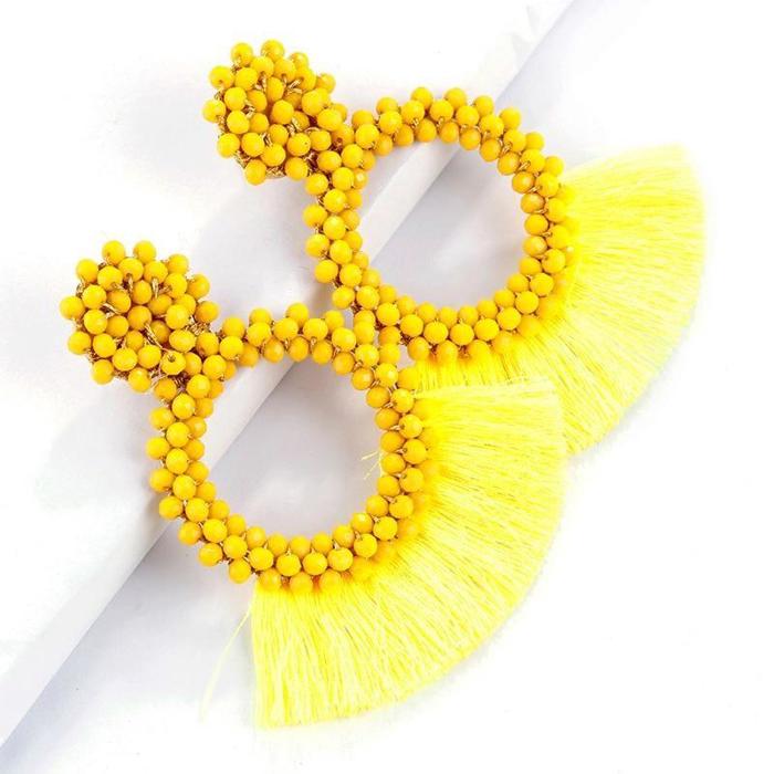 Boho Beaded Tassel Statement Earrings – Fringe Drop