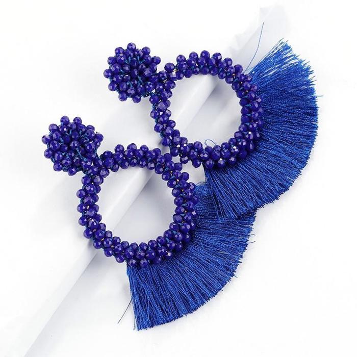 Boho Beaded Tassel Statement Earrings – Fringe Drop