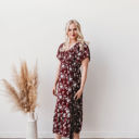  Laurel Smocked Midi Dress Floral with Flutter Sleeves