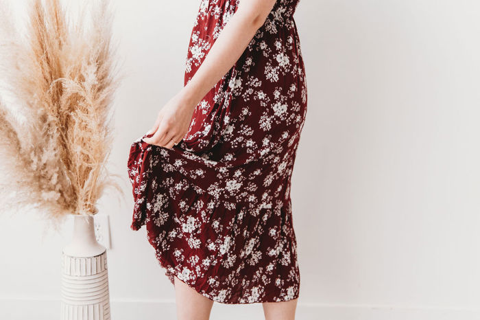 Laurel Smocked Midi Dress Floral with Flutter Sleeves