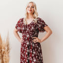  Laurel Smocked Midi Dress Floral with Flutter Sleeves